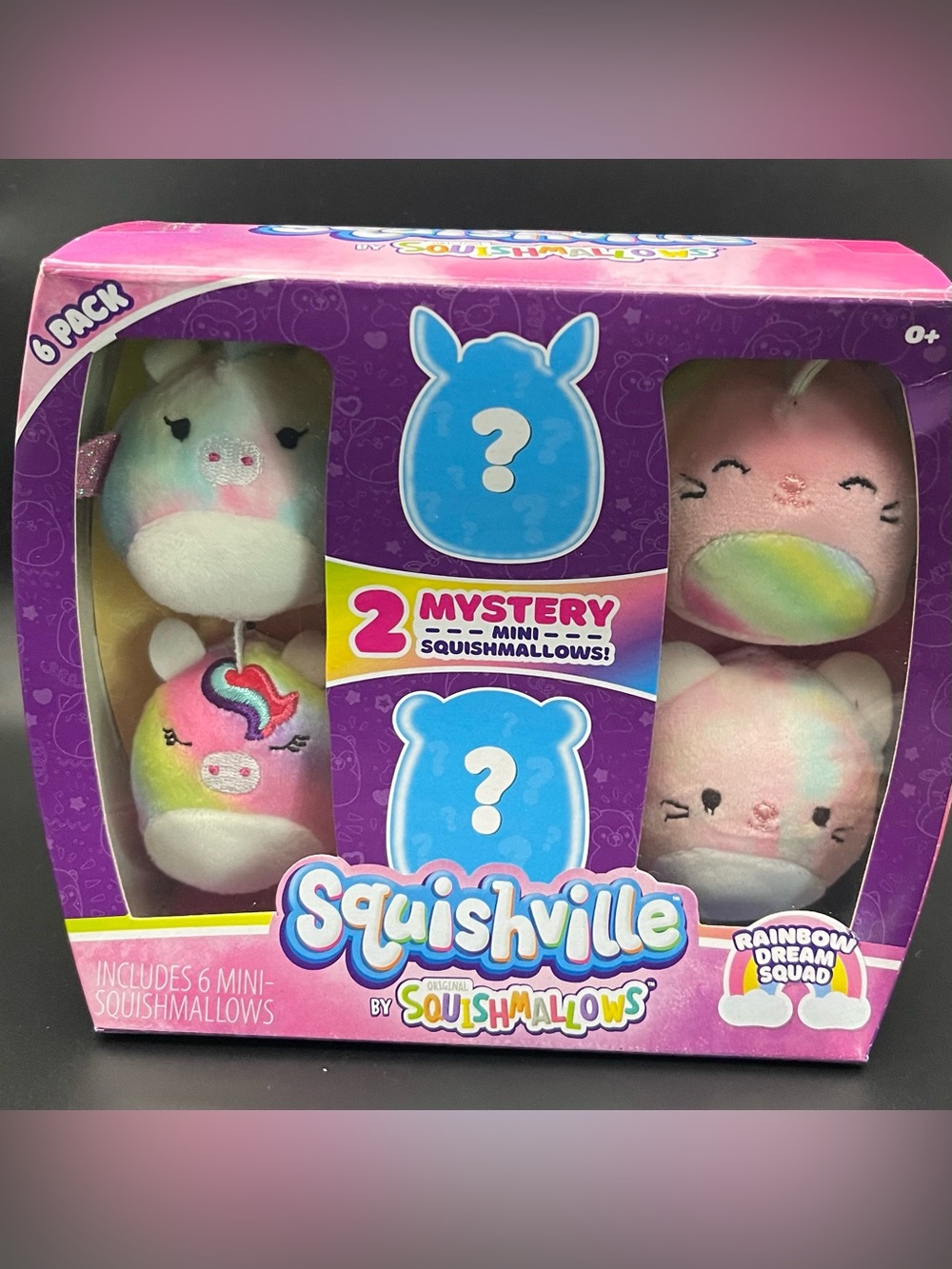 NIB Squishmallows Squshville Rainbow Dream Squad 2” Mini Plush 6pk